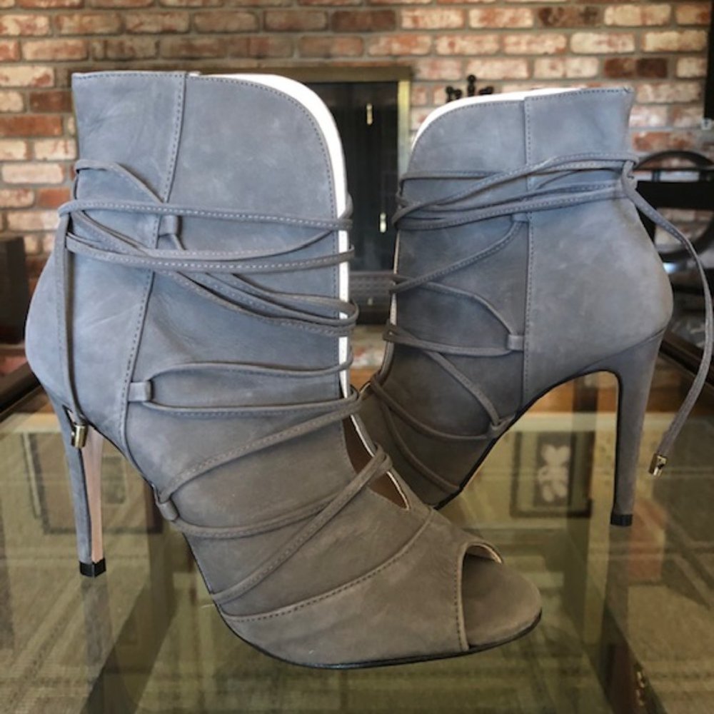 Grey Peep-Toe Bootie